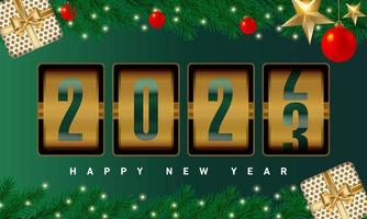 Happy New Year Clock Timer With Christmas Vector Design