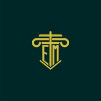 EM initial monogram logo design for law firm with pillar vector image