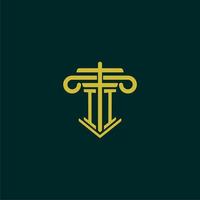 II initial monogram logo design for law firm with pillar vector image