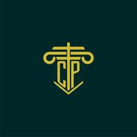 CP initial monogram logo design for law firm with pillar vector image