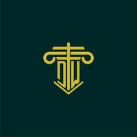DW initial monogram logo design for law firm with pillar vector image