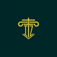 IZ initial monogram logo design for law firm with pillar vector image