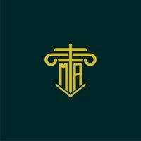 MA initial monogram logo design for law firm with pillar vector image