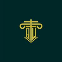 QW initial monogram logo design for law firm with pillar vector image