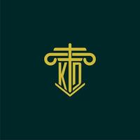 KD initial monogram logo design for law firm with pillar vector image