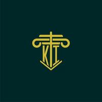 KI initial monogram logo design for law firm with pillar vector image