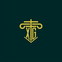 XG initial monogram logo design for law firm with pillar vector image