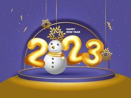 3d Snow Flake With Golden 2023 Vector Design