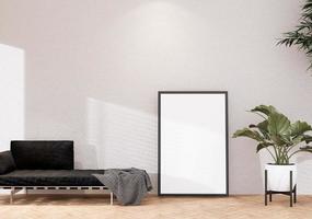 Mock up poster frame in modern interior fully furnished rooms photo