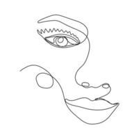 Continuous one line drawing of woman face vector