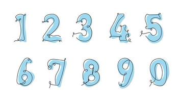 Set of ten numbers form zero to nine in line art style vector