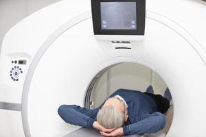Hospital patients are doing magnetic resonance therapy. photo