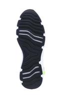 negro caucho único de el zapatilla de deporte con blanco inserta aislado. foto