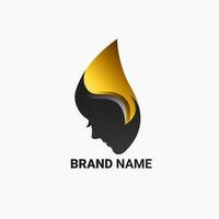 luxury woman silhouette logo design vector with gold gradation.