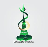 6th September. Happy Defence Day with number 6 and Pakistan Air Force Aircraft with star and moon vector