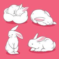 Rabbit set illustration vector design cute hand drawing