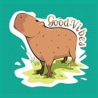 Cute Capybara Masbro Enjoy Summer Good Vibes vector