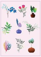 Leaves and flower set illustration handrawing vector