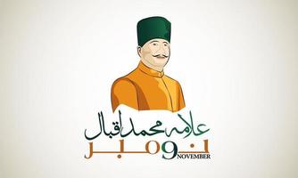 Iqbal Beautiful Sketch Design With Beautiful Calligrpahy and Typography vector