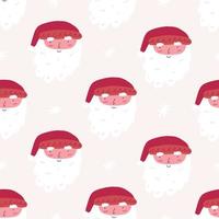 Cute cheerful Santa Claus seamless pattern, cartoon flat vector illustration. Christmas holiday background. Great for wrapping paper design.