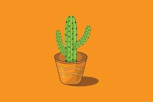 Cute cactus plant cartoon flat vector icon illustration