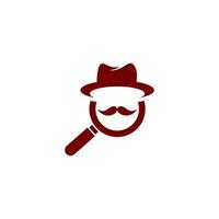 magnifying glass detective logo with a hat on it vector