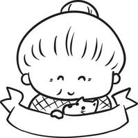 abuela perfil dibujos animados garabatear kawaii anime colorante página linda ilustración dibujo personaje manga cómic vector