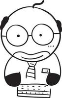 Man wearing glasses cartoon doodle kawaii anime coloring page cute illustration drawing character chibi manga comic vector
