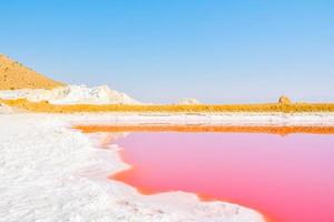 Maharlu pink salt lake at sunset - Shiraz, Iran photo