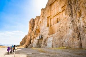 Necropolis, Iran, 2022 - Tombs of Artaxerxes I and Darius the Great, kings of the Achaemenid empire, located in the Naqsh-e Rostam necropolis in Iran photo