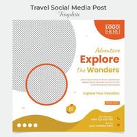 Travel and tourism social media post and square flyer post banner template design vector