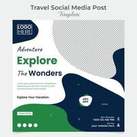 Holiday tourism and travel social media post and square flyer post banner template design vector