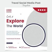 viaje y excursión fiesta vacaciones cuadrado volantes enviar bandera y social medios de comunicación enviar modelo diseño vector