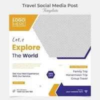 Holiday tourism and travel social media post and square flyer post banner template design