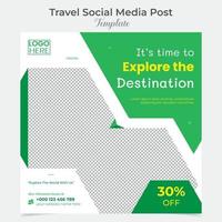 Explore tour and travel social media post and square flyer post banner template design vector