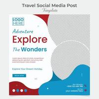 Tourism and travel holiday vacation social media post and square flyer post banner template design vector