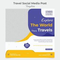 Holiday travel and tourism square flyer post banner and social media post template design