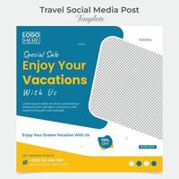 Explore tour and travel social media post and square flyer post banner template design vector