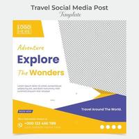 Travel and tour holiday vacation square flyer post banner and social media post template design vector