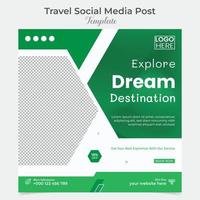 Holiday tourism and travel social media post and square flyer post banner template design vector