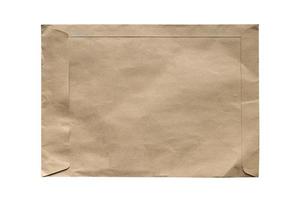 Brown paper envelope isolated on white background. Object with clipping path photo