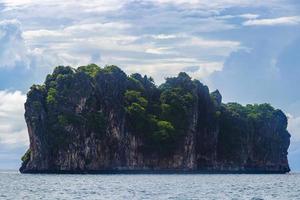 Limestone rocks hills turquoise blue water Phang Nga Bay Thailand. photo