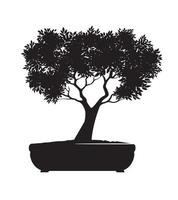 Shape of Tree with Leaves. Vector outline Illustration of Bonsai.