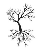 negro árbol con raíces. vector contorno ilustración. planta en jardín.