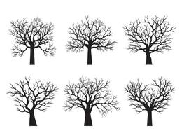 Shape of black Tree without leaves. Vector outline Illustration. Plant in Garden.