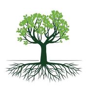 Green spring Tree wth Roots. Vector Illustration.