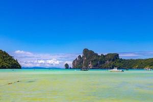 Koh Phi Phi Don Thailand island beach lagoon limestone rocks. photo