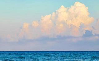 Beautiful sunset evening at beach sea coast and water Mexico. photo