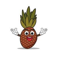 Fruta dibujos animados mascota personaje con manos arriba y divertido sonrisa. vector ilustración