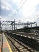 Sukoharjo, Indonesia. October 11, 2022. Empty platform condition at Gawok Station photo